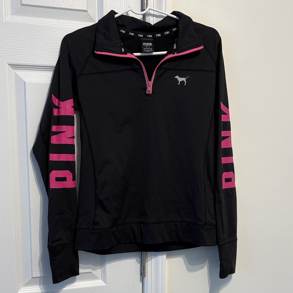 Victoria’s Secret pink half zip black with pink writing